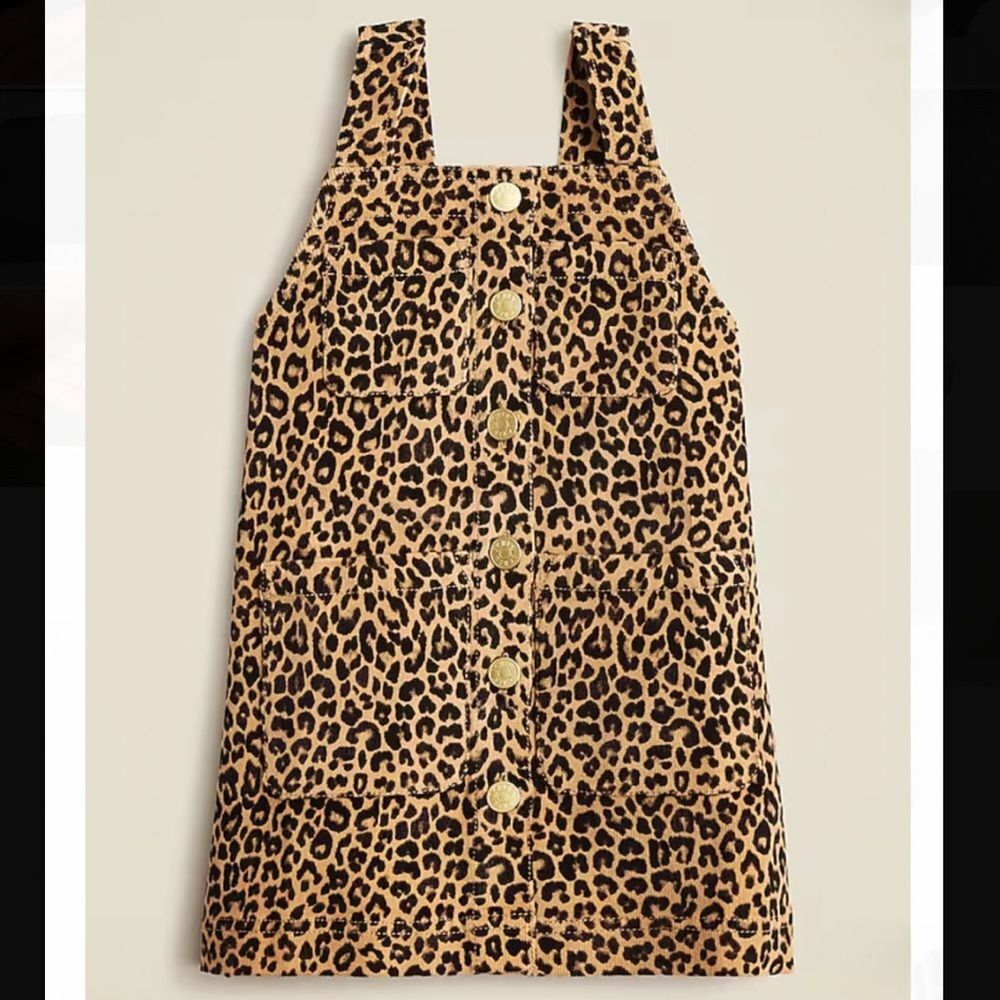 NWT J. Crew Crewcuts Girl’s Corduroy Leopard Button Front Dress Size 4